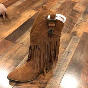 Suede Fringe Cowboy Boots